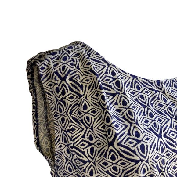 LOFT Blue & Cream Print Pullover Dress, Size M - Picture 2 of 8